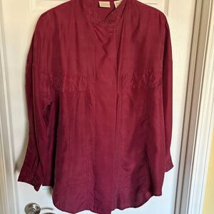 Maroon Two-Piece Skirt Set, Tunic and Skirt, Size 14